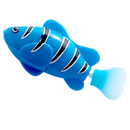 Peixe nadador interativo da marca Time For J, brinquedo de banho com luz LED azul e branco, com detalhes realistas.