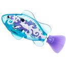 Peixe de brinquedo interativo para banho com luzes LED em cores roxa e azul, da marca Time For J, ideal para diversão aquática.