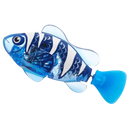Brinquedo peixe nadador interativo da Time For J, peixe realista com LEDs para diversão no banho em azul claro.