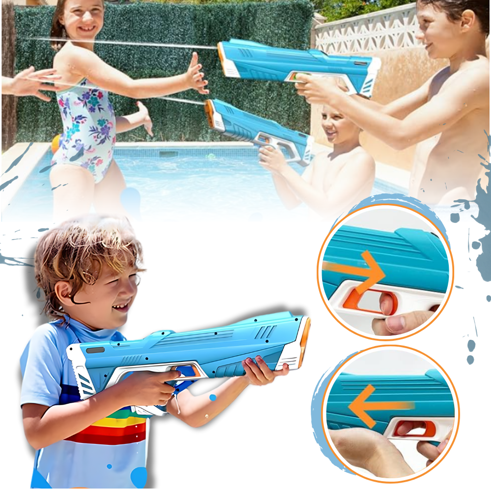 Pistolet à água elétrico recarregável Tydf, acessório para jogos d'água, com design moderno e tanque transparente