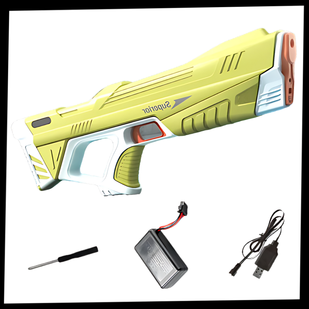 Pistola de água elétrica recarregável da Tydf, acessório para jogos de água, com design compacto e funcional.