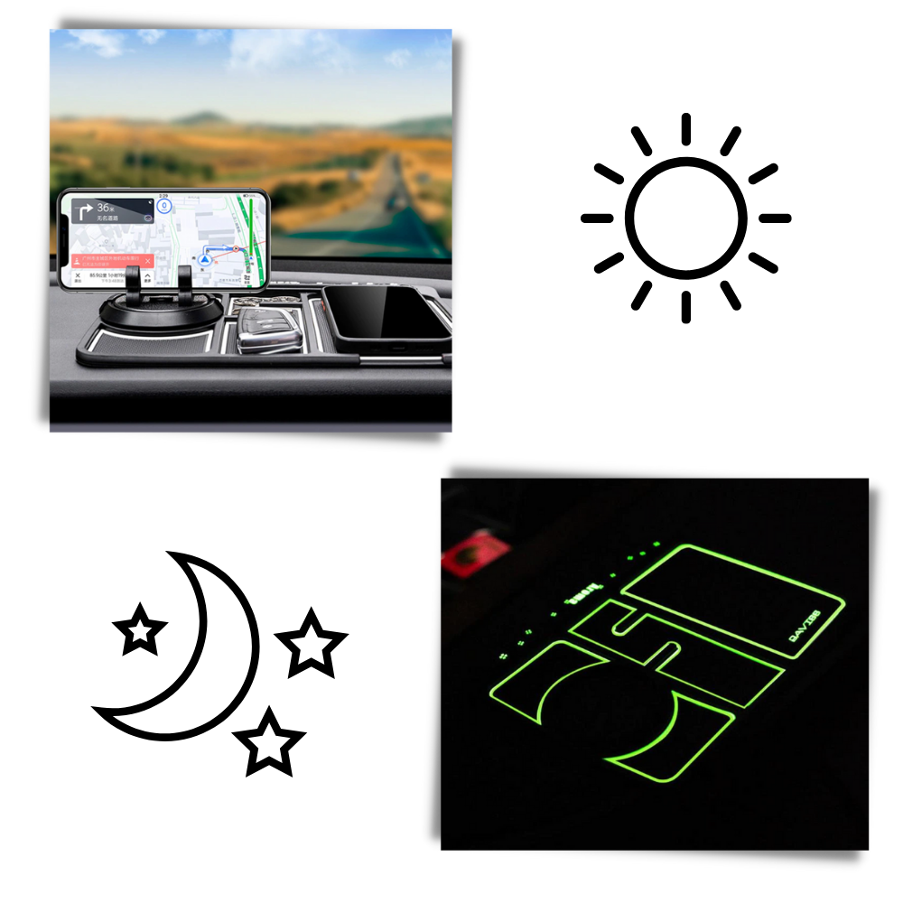 Tapete antideslizante e suporte de telefone para carro Relax Dream, peça de reposição para veículos, em cor preta