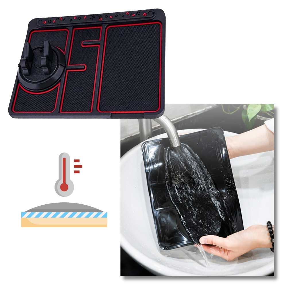 Tapete antiderrapante e suporte de telefone para carro Relax Dream, peça de reposição para veículos, preto.