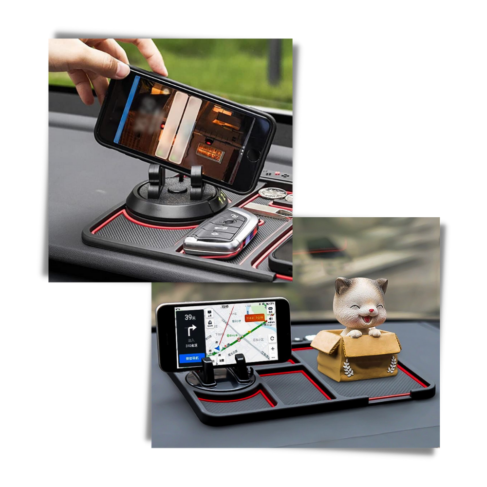 Tapete antiderrapante e suporte de telefone para carro Relax Dream, peças para veículos, preto, compatível com diversos modelos.