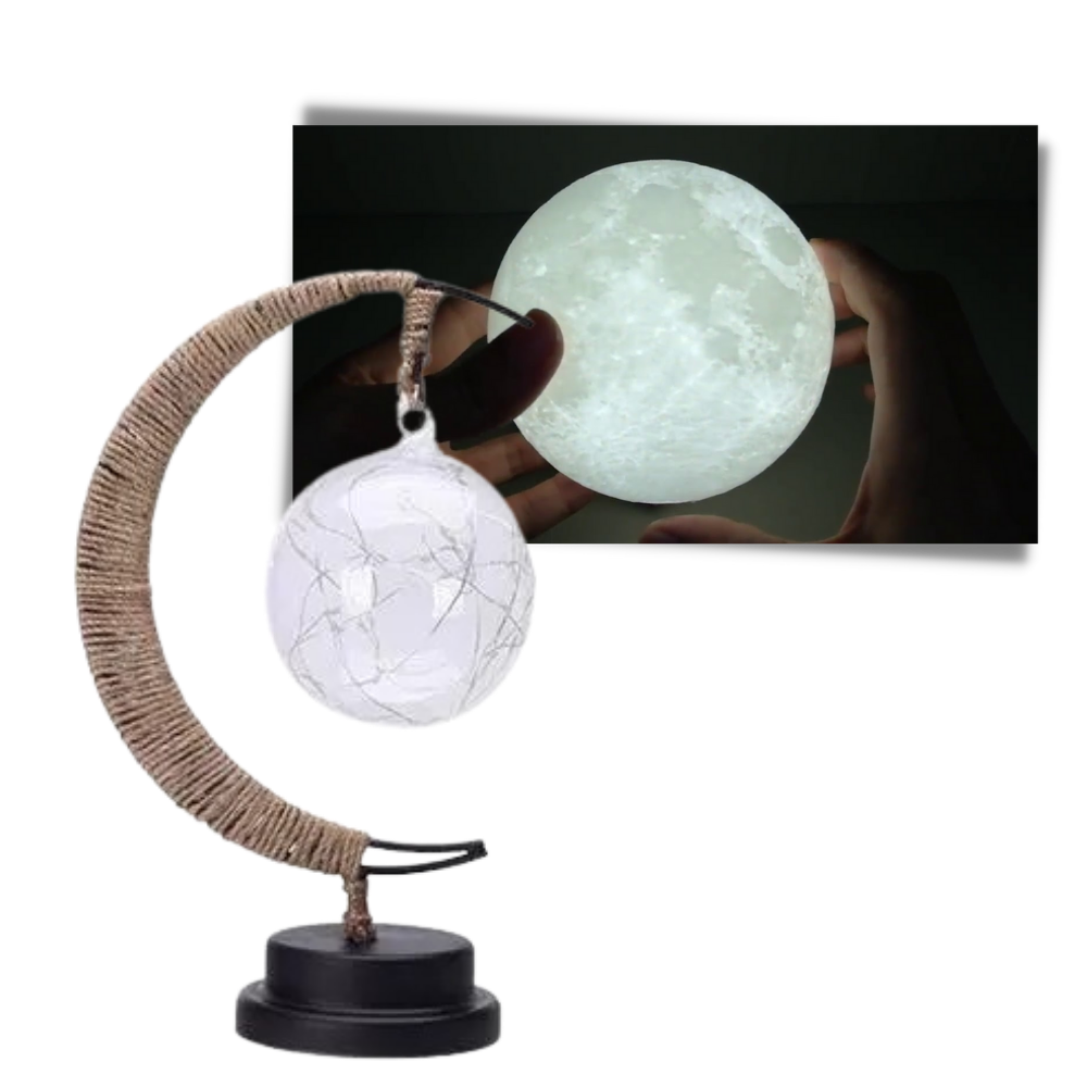 Lâmpada LED "Lune" da Relax Dream, luminária de ambiente com design de lua encantada em tons dourados, ideal para decoração.