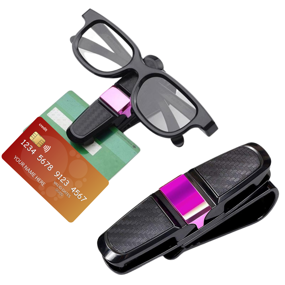 Porte-lunettes de soleil Relax Love pour pare-soleil de voiture, noir, pratique pour rangement et décoration intérieure.