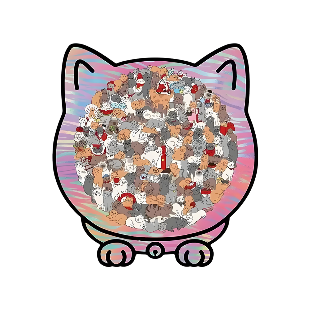 Quebra-cabeça de madeira relaxante com imagem de gato colorido, da marca Dynwave, ideal para atividades de lazer e concentração.