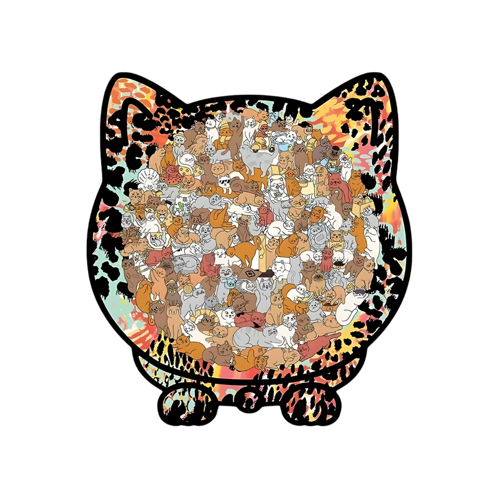 Quebra-cabeça de madeira relaxante com imagem de gato selvagem, da marca Dynwave, parte de puzzles clássicos para relaxamento.