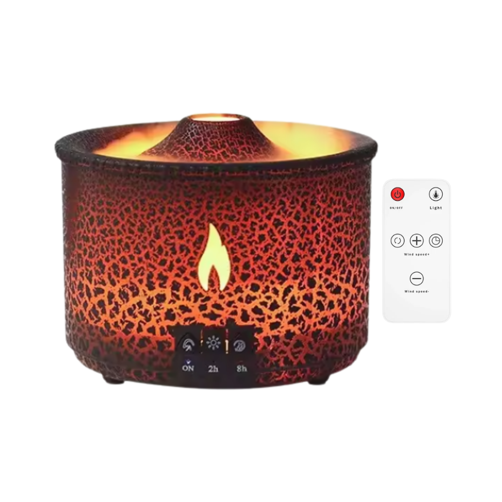 Acessório para umidificador Slpg, humidificador relaxante em forma de vulcão preto com detalhes de fumaça.