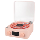 Leitor de vinil Fairtex com efeitos visuais retro, ondas de luz rosa e design vintage, componente de áudio com estilo nostálgico.