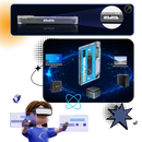 Interface da console de jogo retro Maxpower, com controles clássicos e tela de exibição de jogos vintage.