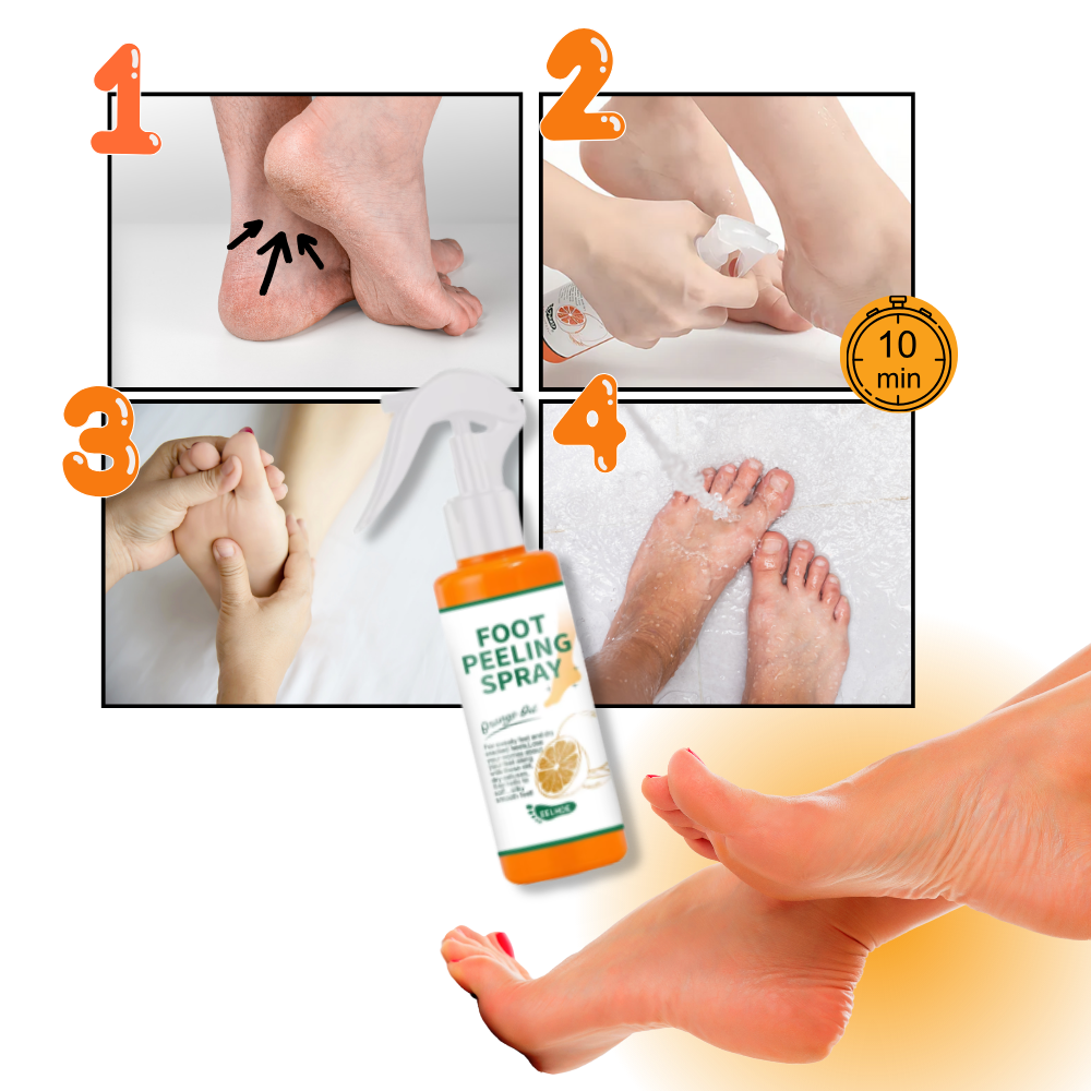 Spray revitalizante para os pés Liwei, com efeito suavizante e cuidado revitalizante para pés cansados e secos.