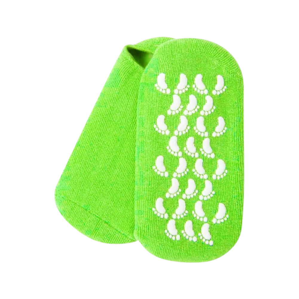Meias com loções revitalizantes para cuidados dos pés, na cor verde, da marca Unique Bargains.
