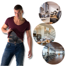 Plataforma vibrante Outad para estimular músculos abdominais, portátil, com controle de intensidade e design ergonômico.