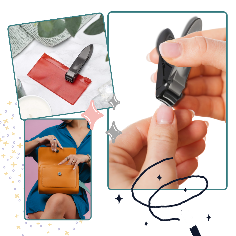 Coupe-ongles auto-collecteur Rikastua de cosméticos, design compacto e prático para segurança e fácil coleta de resíduos de unhas.