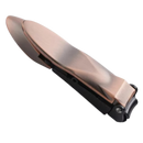 Coupe-ongles auto-collecteur Rikastua de cosméticos, com recipiente para resíduos, em acabamento bronze.