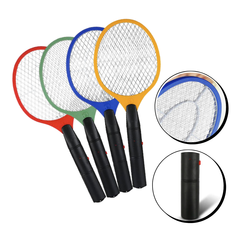 Raquete anti-mosquito Rikastua para desinsetização, cor vermelha, ideal para eliminar insetos voadores.
