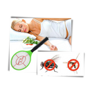 Raquete anti-mosquitos Rikastua para desinsetização, com design vermelho e cabo resistente, ideal para eliminar insetos.