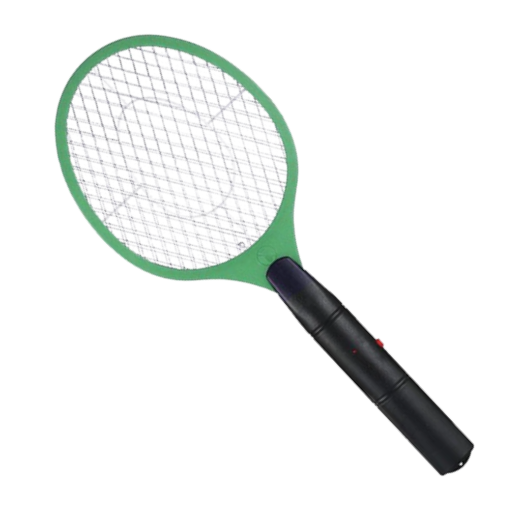 Raquete anti-moustiques vermelha da Rikastua para desinsetização, com cabos e estrutura de plástico, pronta para eliminar insetos.