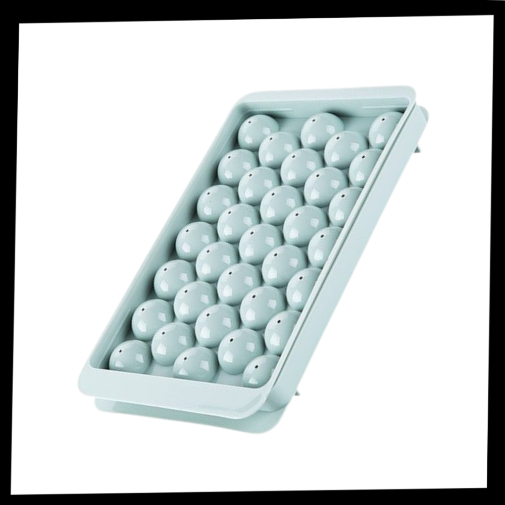 Conjunto de moldes de gelo redondos Rikastua em silicone azul para fazer cubos de gelo em forma redonda na cozinha.