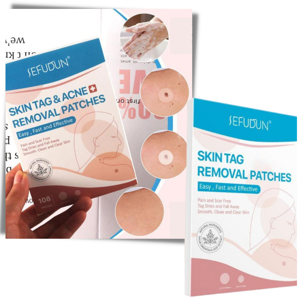 Patch de tratamento anti-excroissances cutâneas da Rinhoo, aplicação visível em pele com textura natural.