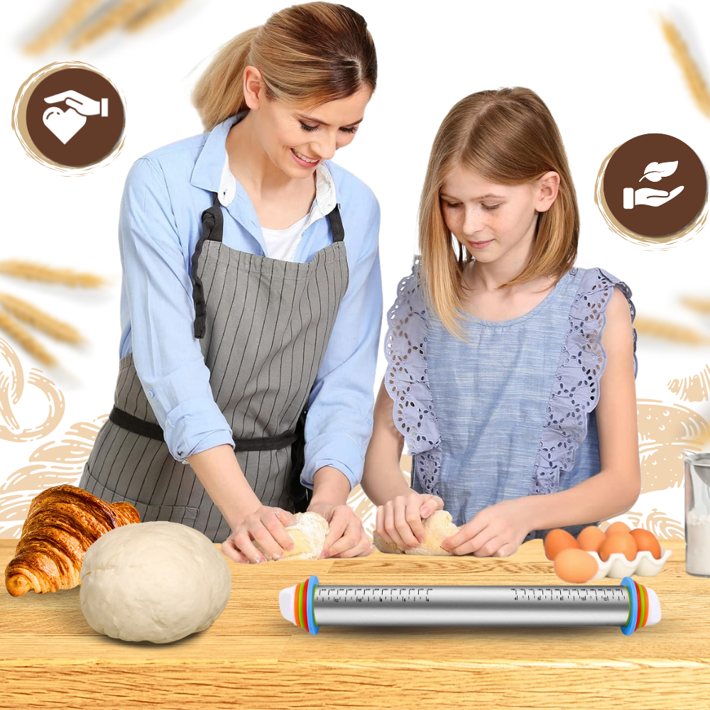 Rolo de massa ajustável Haywood Market, utensílio de cozinha para abrir massas de forma uniforme e confortável.