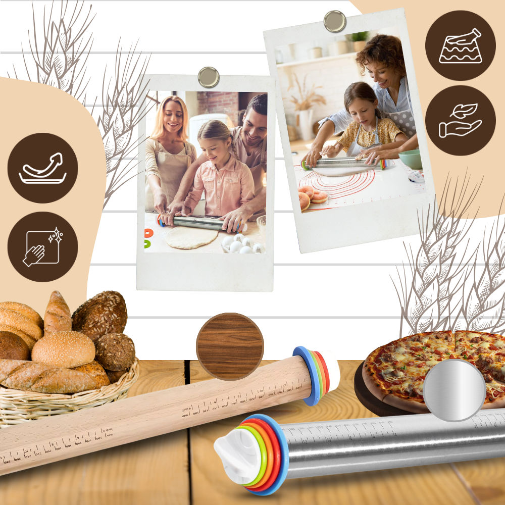 Rolo de massa ajustável Haywood Market para culinária, fácil de usar, com superfície lisa, ideal para fazer massas e doces.