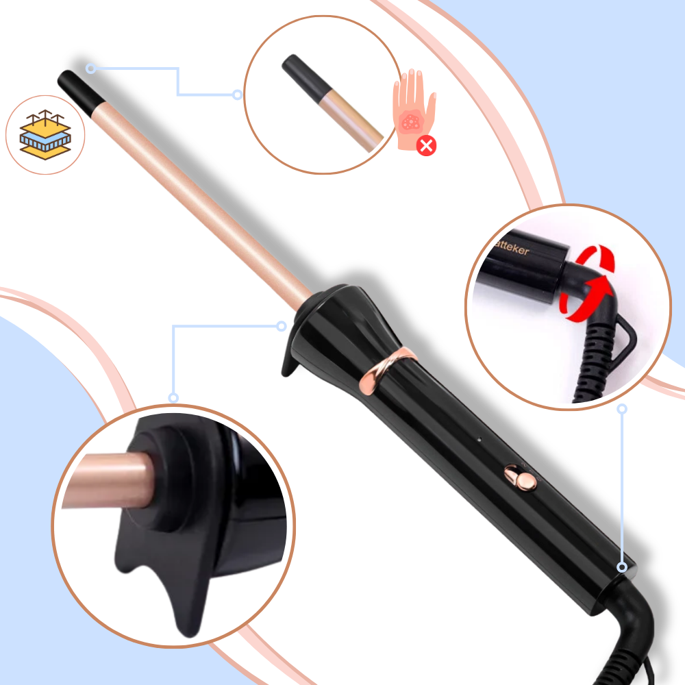 Modelador de cabelo ultra-fino em cerâmica da Rowenta, ferramenta para criar cachos suaves e definidos.