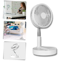 Ventilador portátil Ruhiku GW com carregamento USB, ideal para clima quente e frio, compacto e fácil de usar.