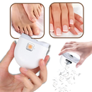 Corte de unhas com cortador elétrico Ruhiku GW de dupla velocidade, destaque para acabamento preciso e design ergonômico.