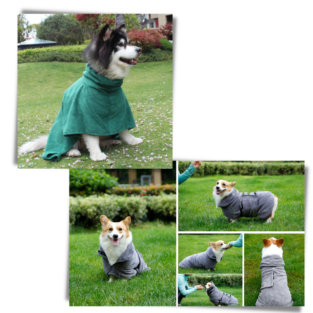 Peignoir super absorvente cinza para animais de estimação da Rykwurde, material de toilettage, tamanho XS, ideal para secar pets.