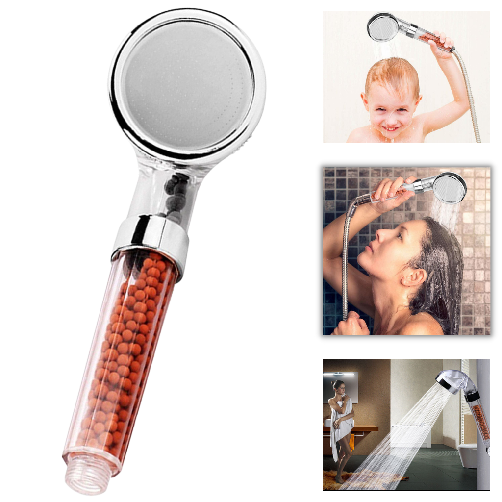 Pommeau de douche ionique à haute pression de la marque Rymerce, pièce de plomberie avec jets pour une douche efficace.