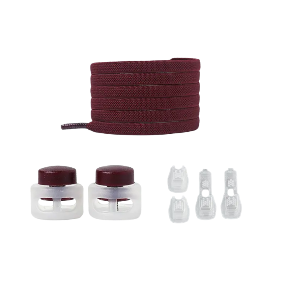Cadarços de fechamento seguros e modernos da Peralng em tom vinho vermelho, com design elegante e resistente.