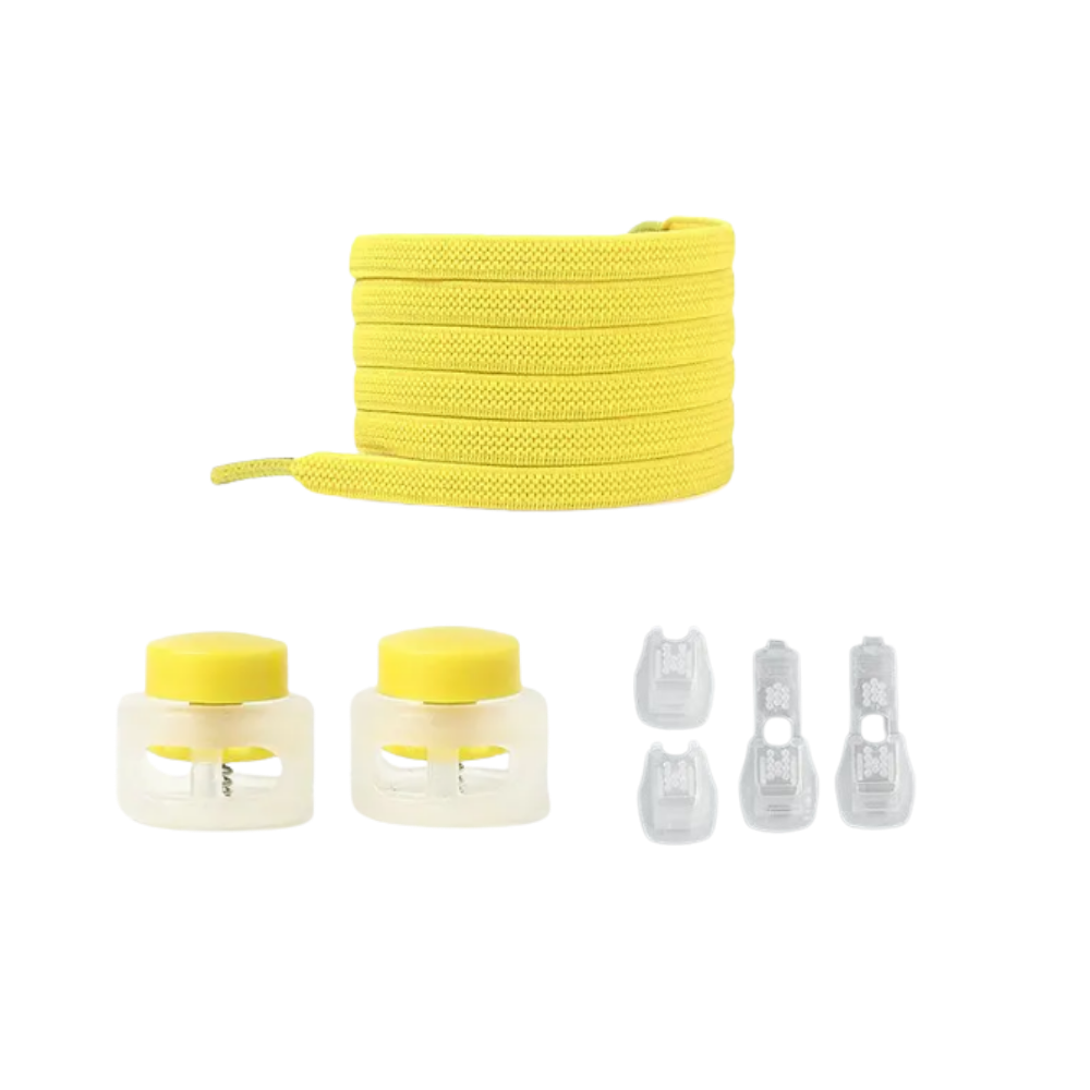 Lacets de fermeture seguros e modernos da Peralng em cor amarela, com design resistente e estiloso para calçados.