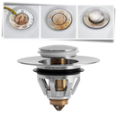 Filtro e bouchon de vidange pop-up Sailomoon para equipamentos sanitários, com acabamento em metal e design funcional.