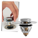 Filtro e bouchon de vidange pop-up Sailomoon para equipamentos sanitários, mostrando detalhes do sistema de fechamento e acabamento.