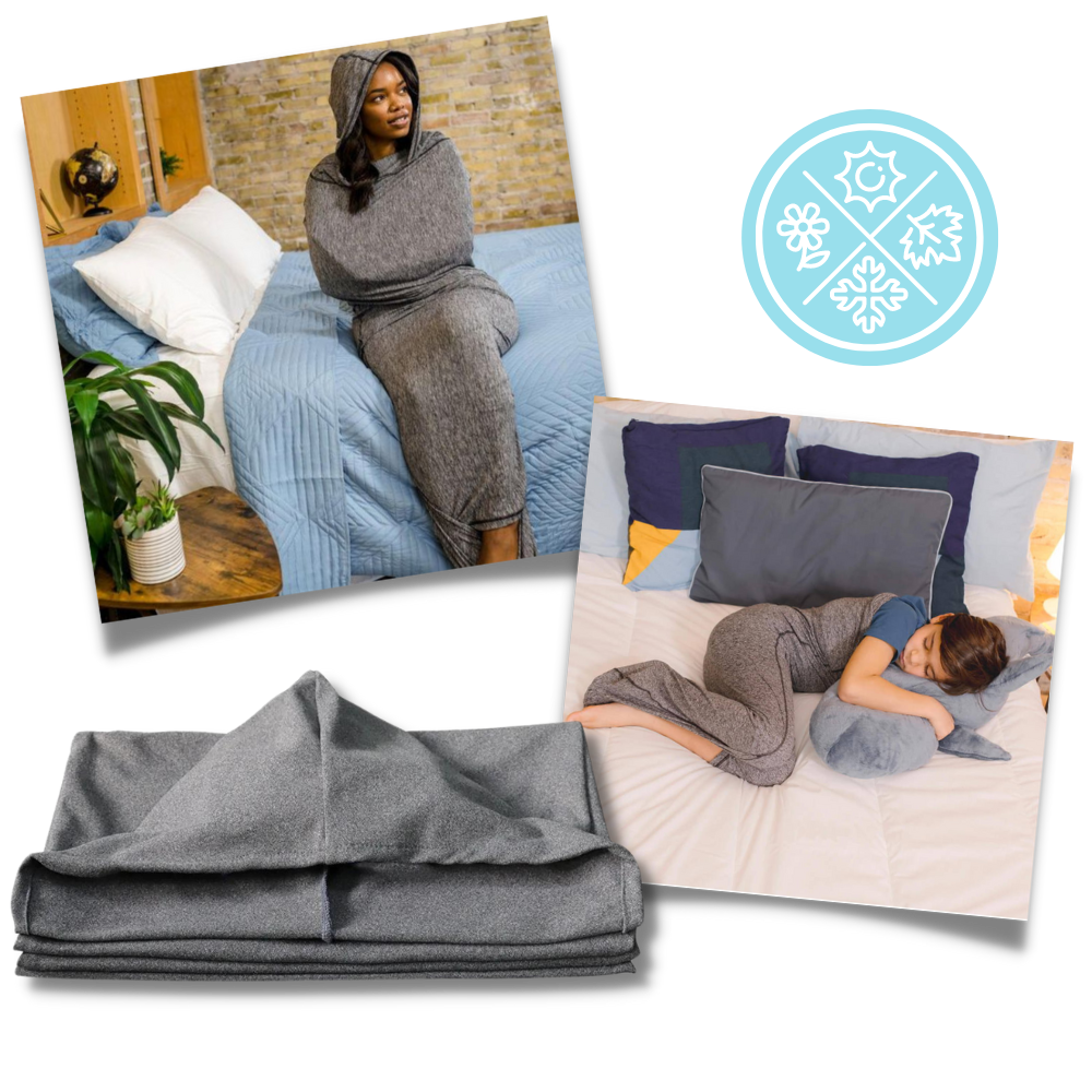 Cobertor portátil com capuz Sleep Pod da Saking, ideal para crianças, em tamanho 140x30 cm, confortável e aconchegante.