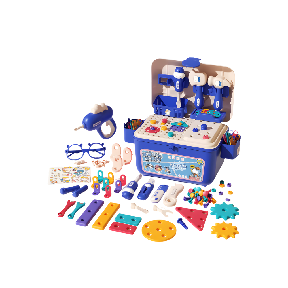 Brinquedo de encaixe com parafusos e caixa de ferramentas Hibro, conjunto de 152 peças para crianças, brinquedos de imitação.
