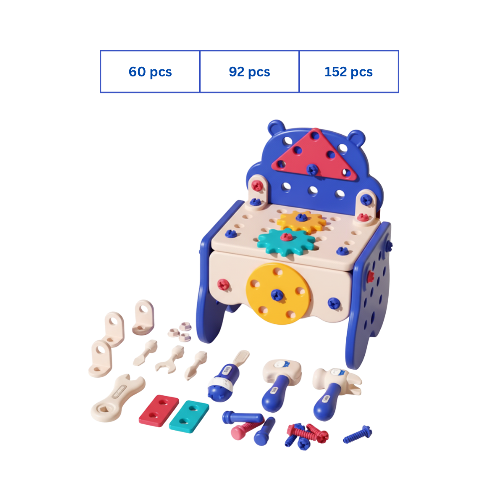 Brinquedo brinquedo de montar com parafuso e caixa de ferramentas Hibro, brinquedo de imitação para crianças, peças de ferramentas.
