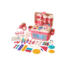 Brinquedo de montagem com parafusos e caixa de ferramentas Hibro, brinquedo de imitação para crianças, 152 peças de plástico rosa.