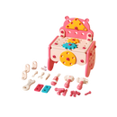 Quebra-cabeça de parafusos Hibro com caixa de ferramentas de brinquedo rosa, 60 peças, para jogos de imitação de bricolagem.