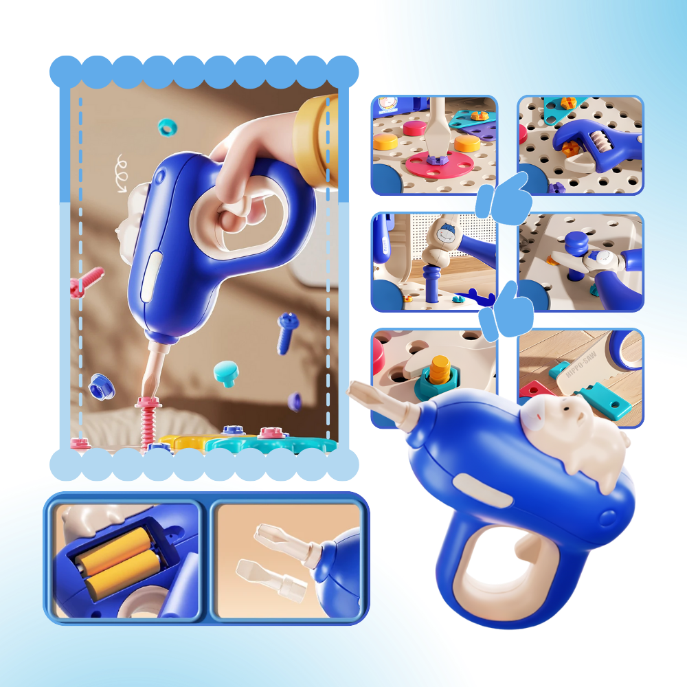 Brinquedo de encaixe com parafusos e ferramentas de brinquedo Hibro, caixa de ferramentas para crianças, brinquedos de imitação e aprendizado