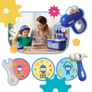 Brinquedo de encaixe de parafusos Hibro com caixa de ferramentas de brinquedo para crianças, brinquedo de imitação de bricolagem