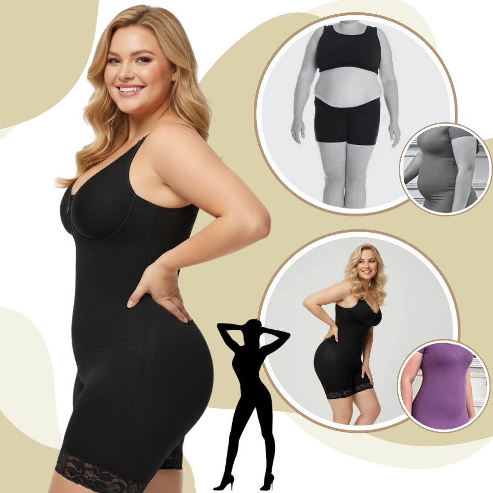 Body sculptant sem costura Leapair, roupa interior modeladora que realça a silhueta, em tecido preto e ajustado.