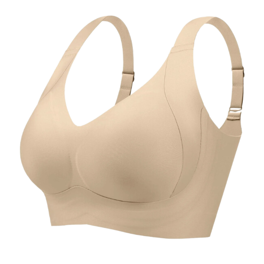 Soutien-gorge sem costura respirável da Body Effect, acessório de lingerie bege, com design confortável e sem marcas visíveis