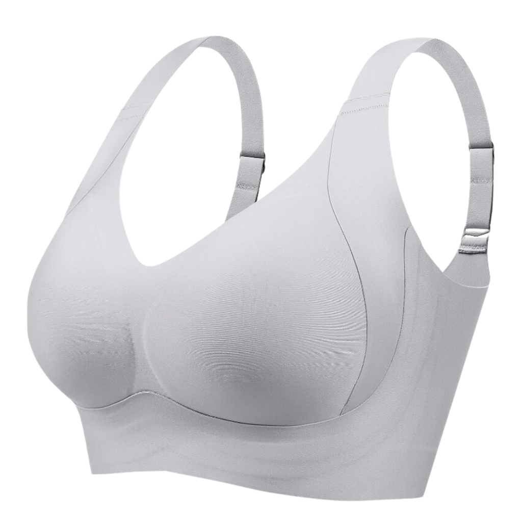 Soutien-gorge respirant sem costura da Body Effect, confortável e discreto em tom cinza, ideal para uso diário.