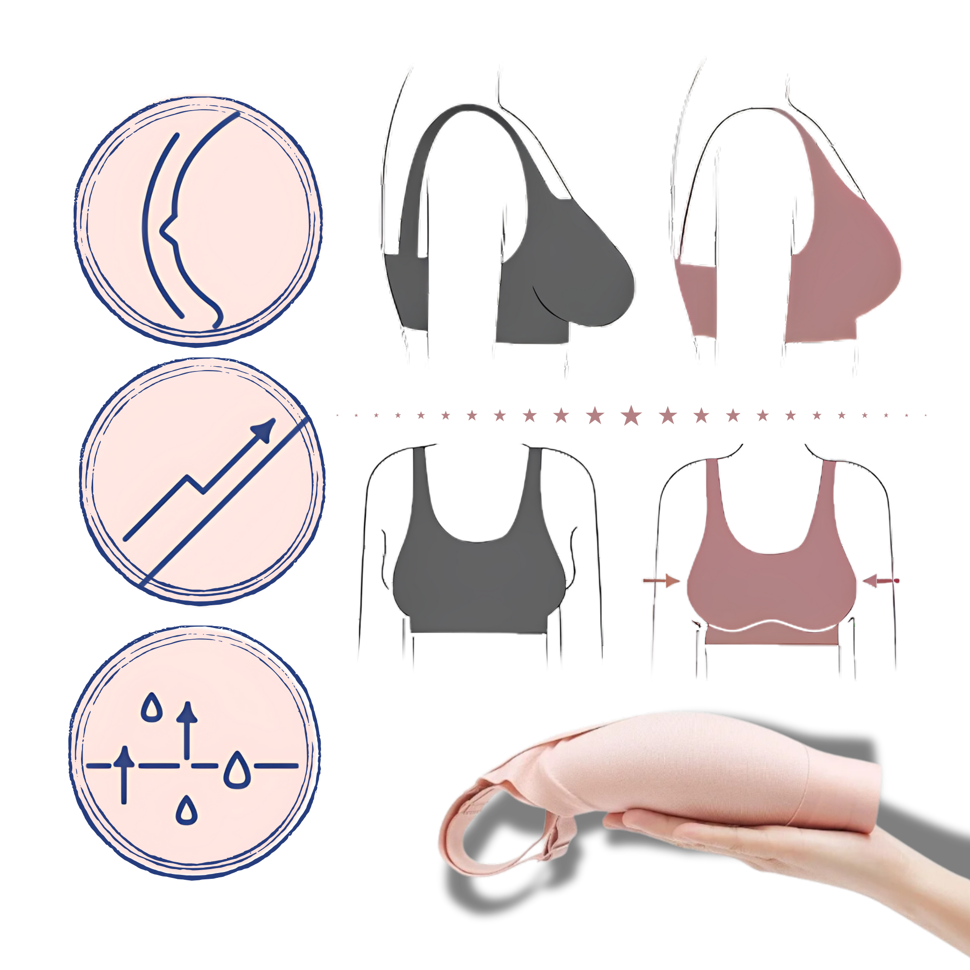 Soutien-gorge respirante sem costura da Body Effect, suporte confortável e invisível para uso diário.