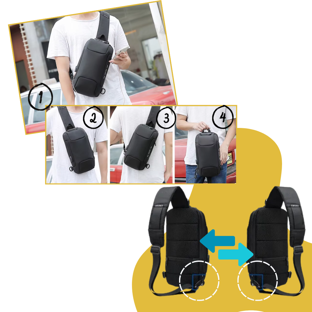 Bolsa transversal antivol da Shapeueng, prática e segura, ideal para viagens com bolso externo e alça ajustável.