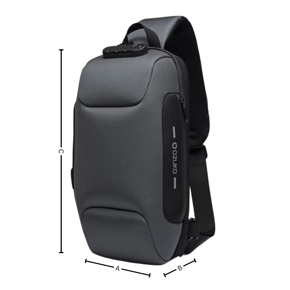 Bolsa transversal antivól, Shapeueng, com compartimentos seguros e design compacto para bagagem e acessórios.