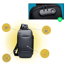 Bolsa tiracolo antivól com compartimentos seguros, marca Shapeueng, ideal para manter seus pertences protegidos e organizados.